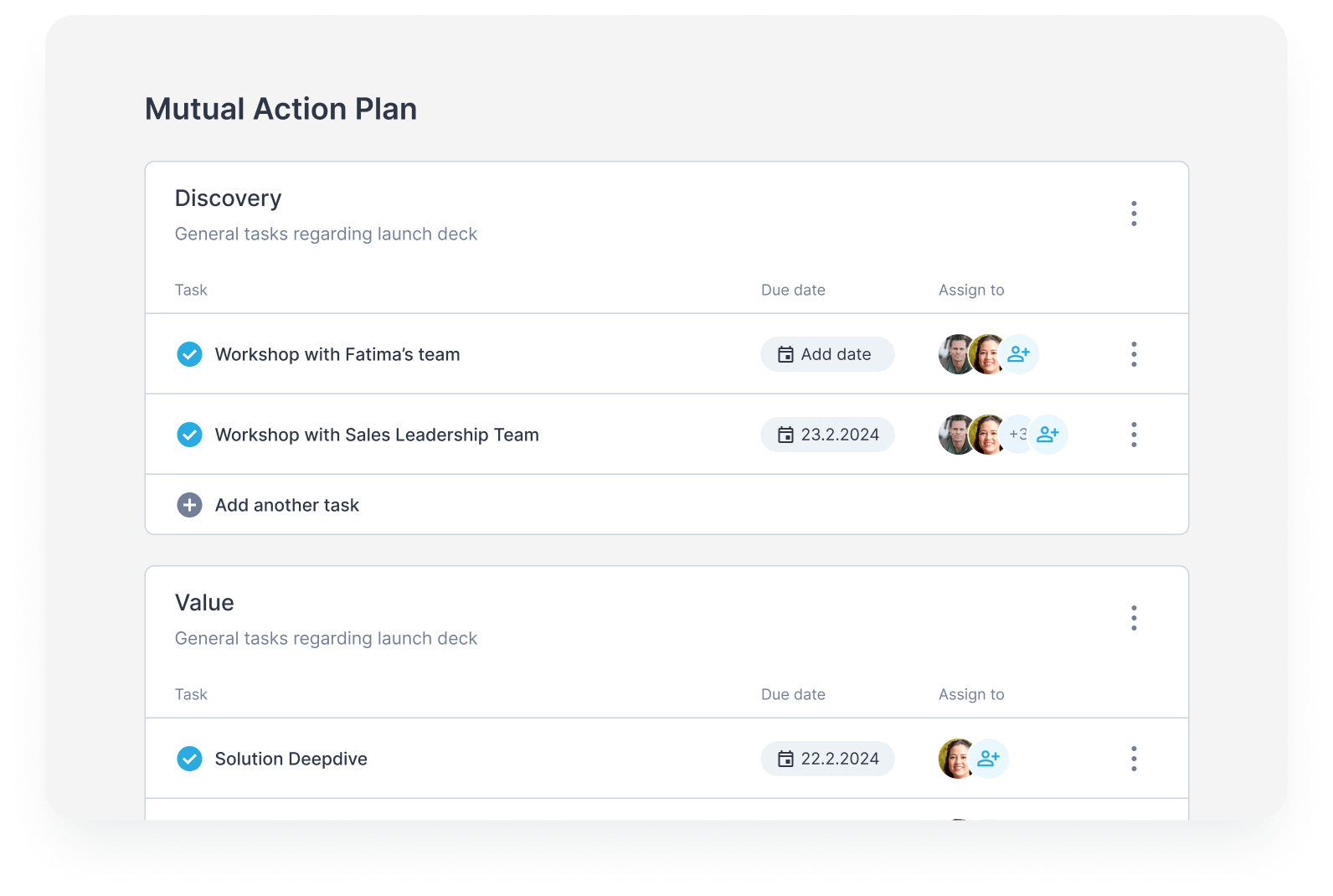 Mutual action plan to-do list inside the digital sales room