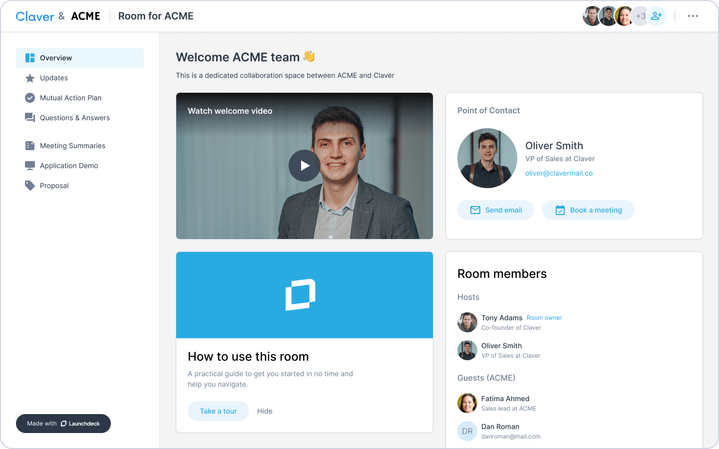 Launchdeck digital sales room product mockup